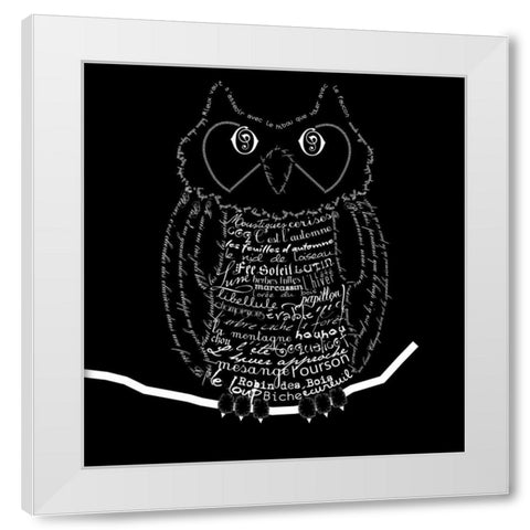 French Owl Black White Modern Wood Framed Art Print by De Lauzun, Marion