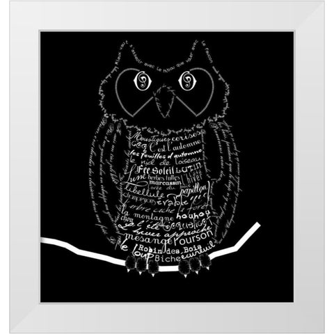French Owl Black White Modern Wood Framed Art Print by De Lauzun, Marion