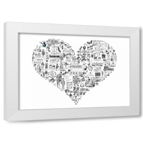 Vintage Paris Heart White Modern Wood Framed Art Print by De Lauzun, Marion