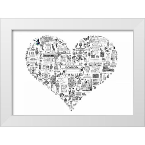 Vintage Paris Heart White Modern Wood Framed Art Print by De Lauzun, Marion