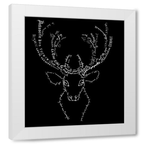 French Stag Black White Modern Wood Framed Art Print by De Lauzun, Marion