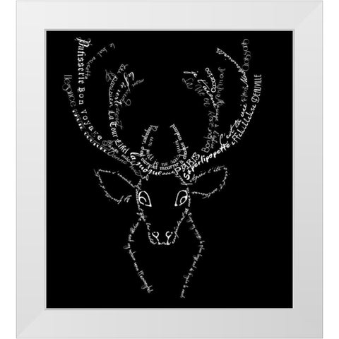 French Stag Black White Modern Wood Framed Art Print by De Lauzun, Marion