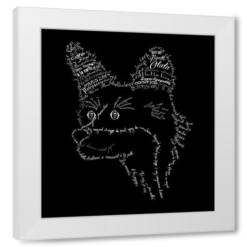 French Fox Black White Modern Wood Framed Art Print by De Lauzun, Marion