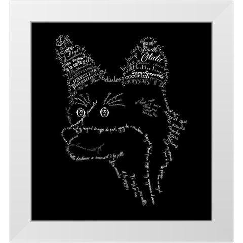 French Fox Black White Modern Wood Framed Art Print by De Lauzun, Marion