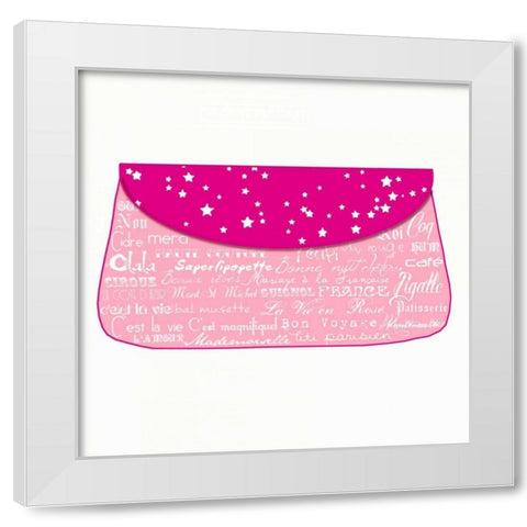 Pink Paris Purse White Modern Wood Framed Art Print by De Lauzun, Marion