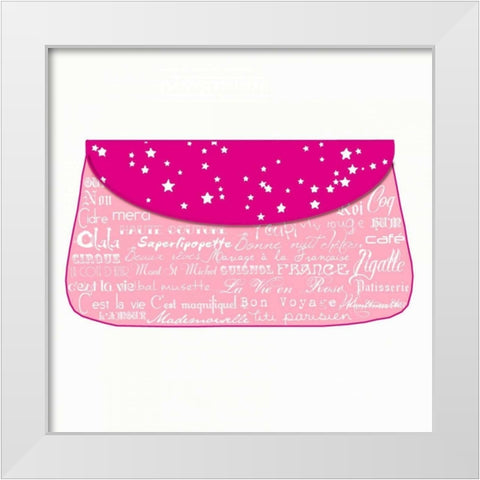 Pink Paris Purse White Modern Wood Framed Art Print by De Lauzun, Marion