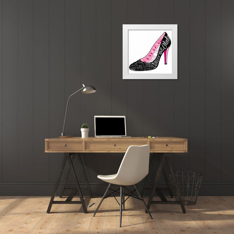 Black Paris Shoe White Modern Wood Framed Art Print by De Lauzun, Marion