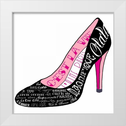 Black Paris Shoe White Modern Wood Framed Art Print by De Lauzun, Marion