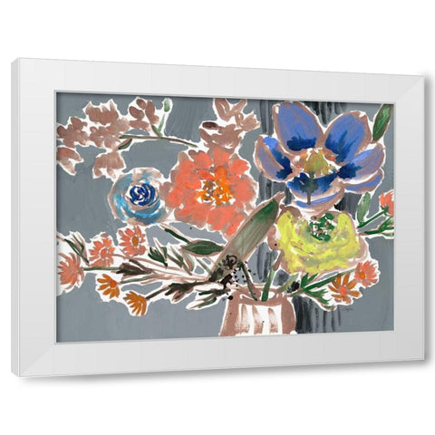 Sadies Bouquet White Modern Wood Framed Art Print by Sandland, Colleen
