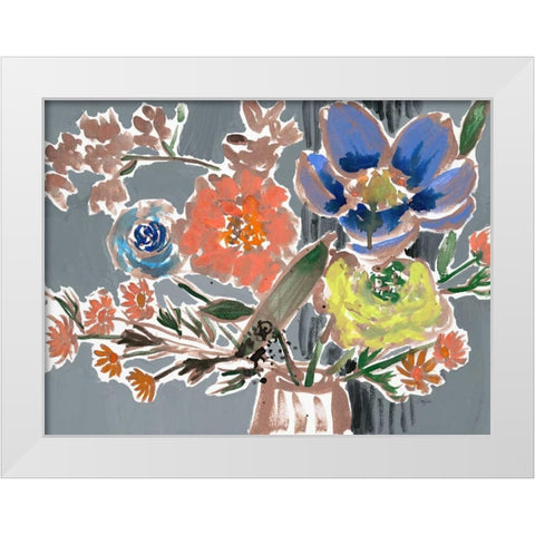 Sadies Bouquet White Modern Wood Framed Art Print by Sandland, Colleen