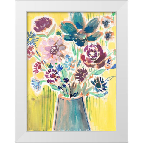 Awash In Flowers, Still Life White Modern Wood Framed Art Print by Sandland, Colleen
