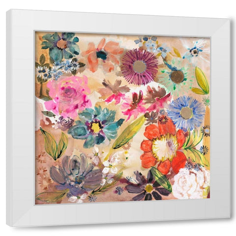 Jumble and Blooms White Modern Wood Framed Art Print by Sandland, Colleen
