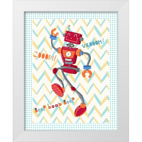 Zoom Robot White Modern Wood Framed Art Print by Skapriwsky, Christina