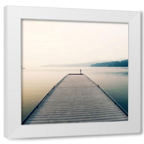 Pier At The Lake White Modern Wood Framed Art Print by Dickinson, Robin