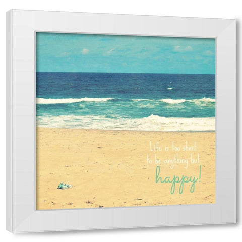 Be Happy! White Modern Wood Framed Art Print by Dickinson, Robin