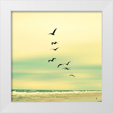 Ocean Flock White Modern Wood Framed Art Print by Dickinson, Robin