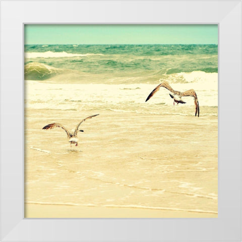 Splash and Fly White Modern Wood Framed Art Print by Dickinson, Robin