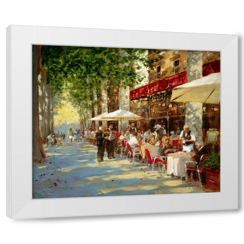 Cafe Apres-Midi White Modern Wood Framed Art Print by Haskins, John