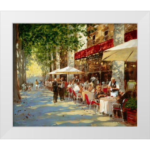 Cafe Apres-Midi White Modern Wood Framed Art Print by Haskins, John