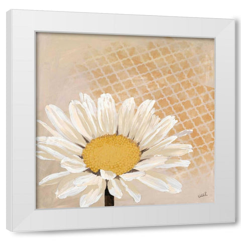 Moroccan Daisy 1 White Modern Wood Framed Art Print by Walela R.