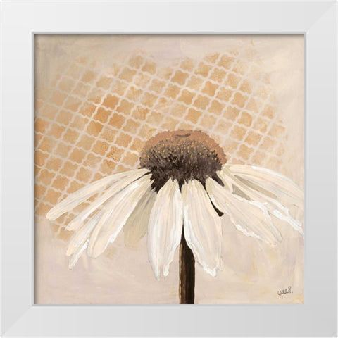Moroccan Daisy 2 White Modern Wood Framed Art Print by Walela R.