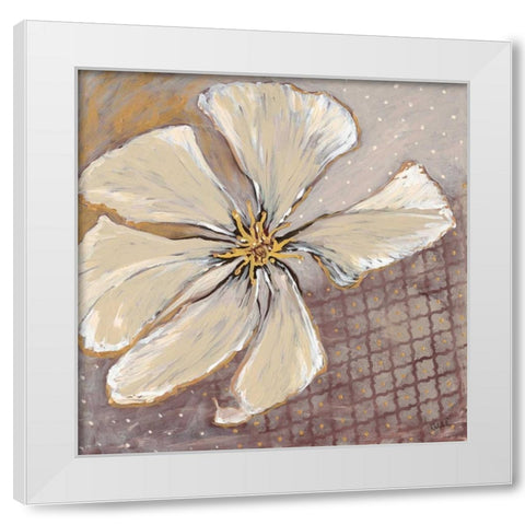 White Petals 1 White Modern Wood Framed Art Print by Walela R.