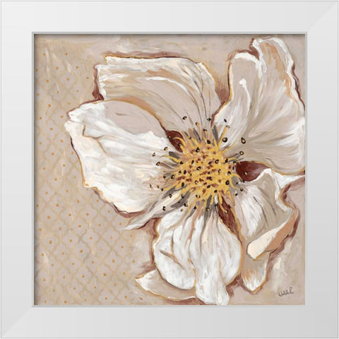 White Petals 2 White Modern Wood Framed Art Print by Walela R.
