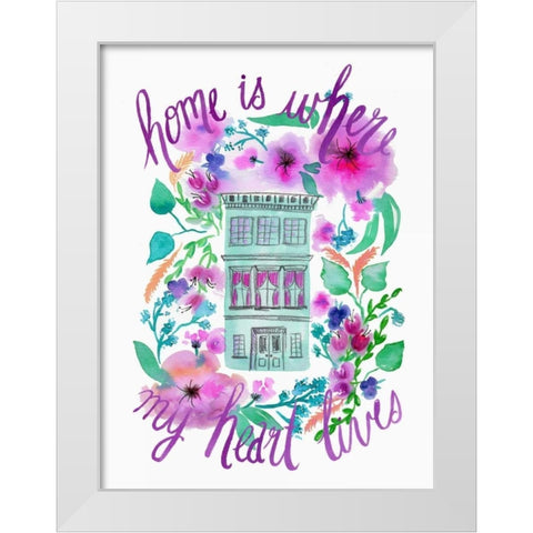 Home Is Where My Heart Is White Modern Wood Framed Art Print by Esther Bley Designs