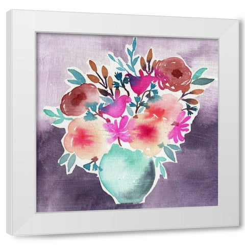 Late Summer Bouquet White Modern Wood Framed Art Print by Esther Bley Designs