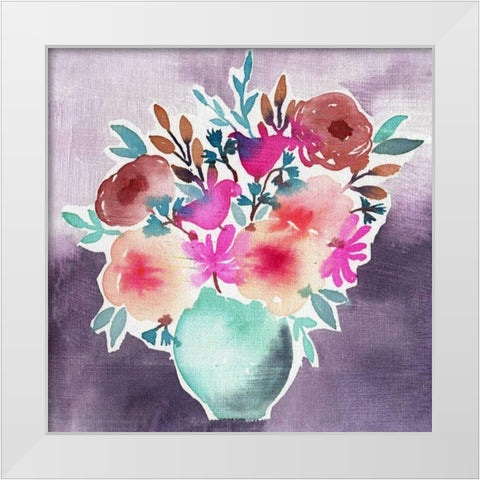 Late Summer Bouquet White Modern Wood Framed Art Print by Esther Bley Designs