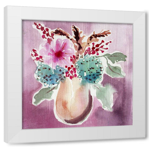 Natural Garden Bouquet White Modern Wood Framed Art Print by Esther Bley Designs