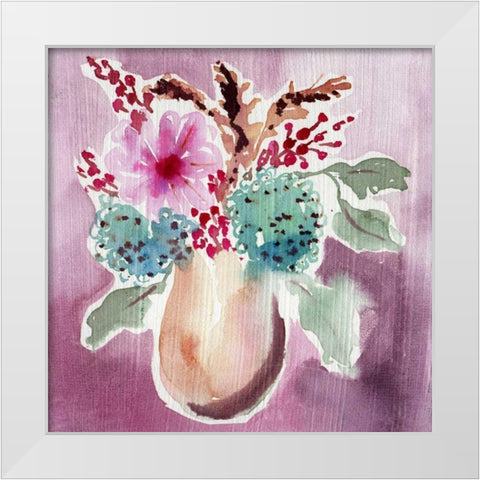 Natural Garden Bouquet White Modern Wood Framed Art Print by Esther Bley Designs