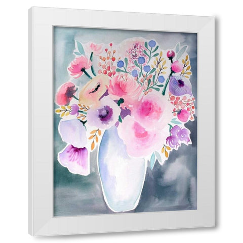 Spring Showers Bouquet White Modern Wood Framed Art Print by Esther Bley Designs