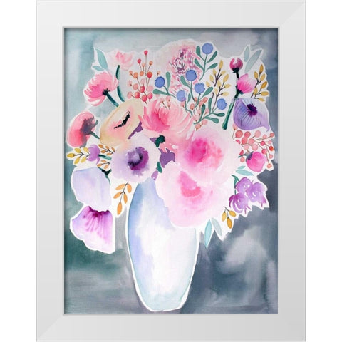 Spring Showers Bouquet White Modern Wood Framed Art Print by Esther Bley Designs