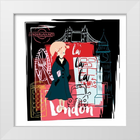 La La London White Modern Wood Framed Art Print by Esther Bley Designs