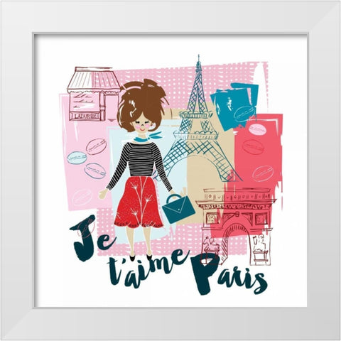 J taime Paris White Modern Wood Framed Art Print by Esther Bley Designs