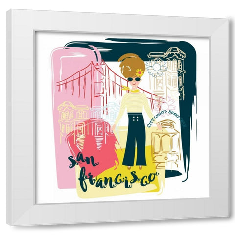 San Francisco Fun White Modern Wood Framed Art Print by Esther Bley Designs