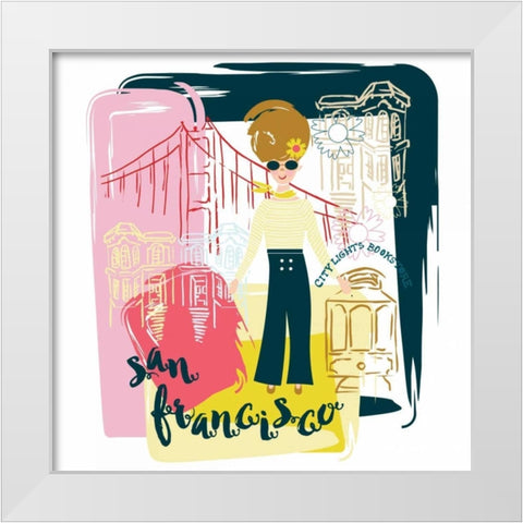 San Francisco Fun White Modern Wood Framed Art Print by Esther Bley Designs