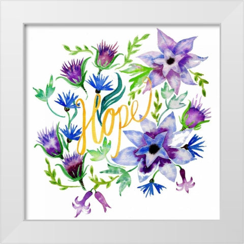 Hope, Enchanted Garden White Modern Wood Framed Art Print by Esther Bley Designs