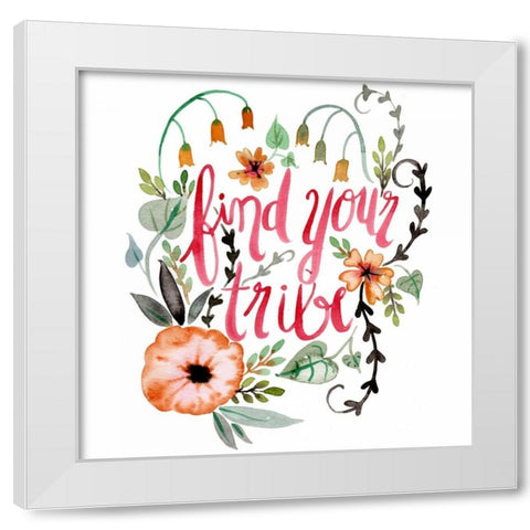 Find Your Tribe White Modern Wood Framed Art Print by Esther Bley Designs