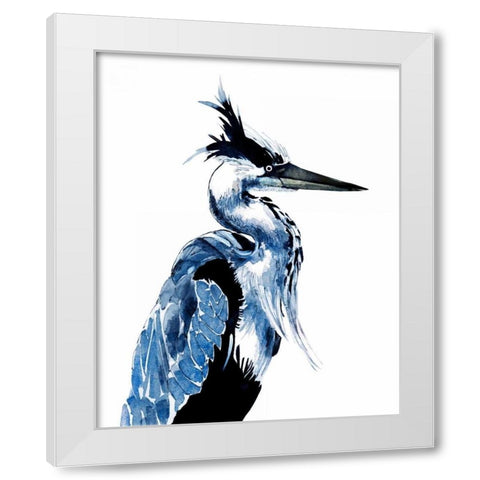 Coastal Blue Heron White Modern Wood Framed Art Print by Smith, Crystal
