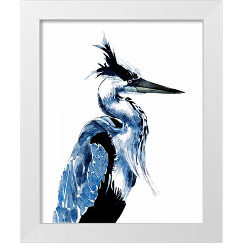 Coastal Blue Heron White Modern Wood Framed Art Print by Smith, Crystal