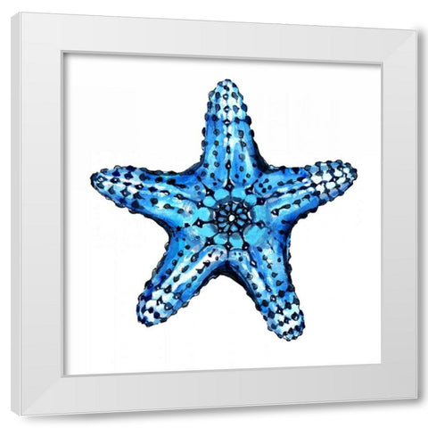 Sea Blue Starfish White Modern Wood Framed Art Print by Smith, Crystal