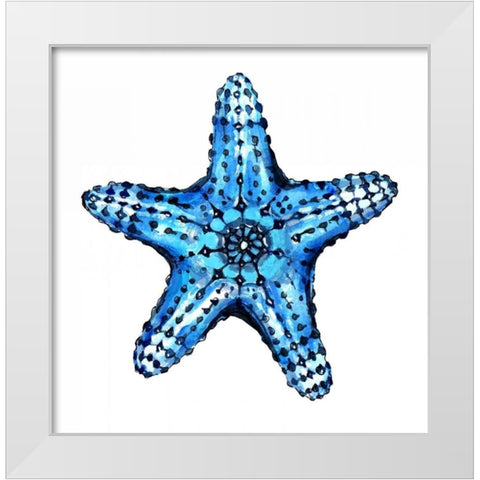 Sea Blue Starfish White Modern Wood Framed Art Print by Smith, Crystal