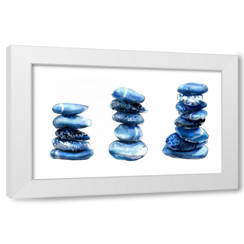 Sea Blue Stones White Modern Wood Framed Art Print by Smith, Crystal
