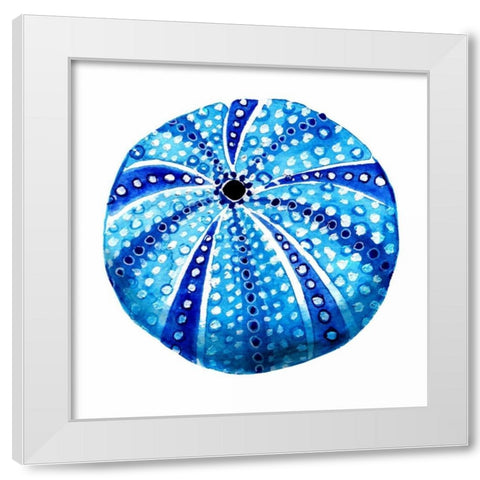 Sea Blue Urchin White Modern Wood Framed Art Print by Smith, Crystal