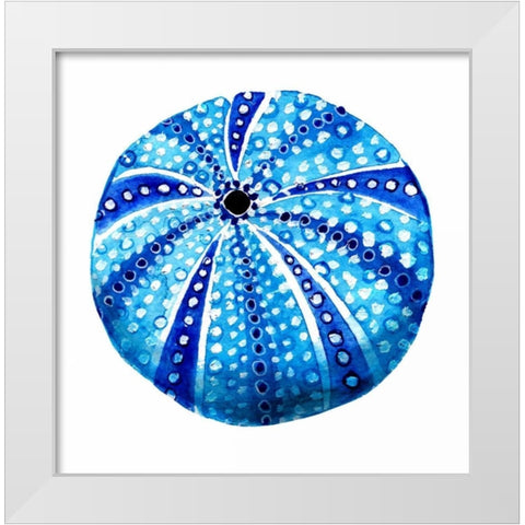 Sea Blue Urchin White Modern Wood Framed Art Print by Smith, Crystal