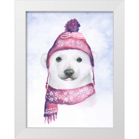 Baby Polar Bear White Modern Wood Framed Art Print by Barckholtz, Lindsay