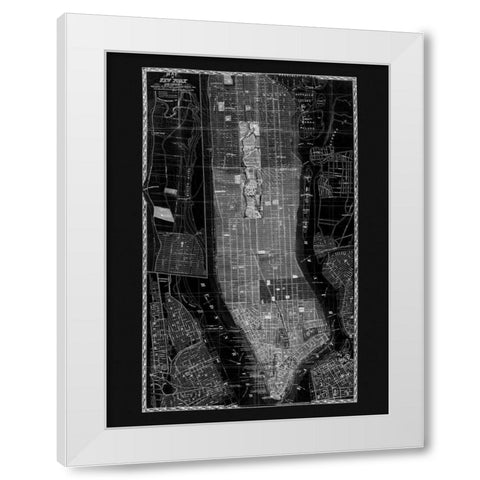 NY Map Circa 1865 White Modern Wood Framed Art Print by Adam Shaw Cartography
