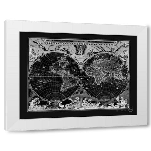 Antique World Map White Modern Wood Framed Art Print by Adam Shaw Cartography